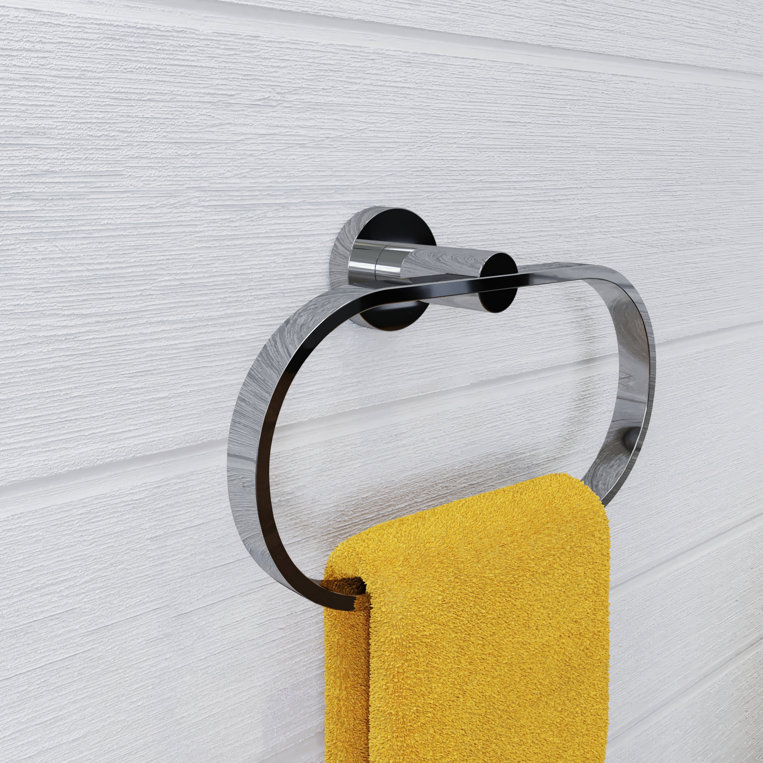 Croydex Metra Flexi-Fix Screw or Glue Towel Ring, Chrome
