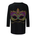 thumbnail image 5 of Cavosen Mardi Gras Women's Tops and Blouses 3/4 Sleeves Carnival Mask Graphic Print Tops Crewneck Party Holiday Blouse Loose Stylish Festival Shirts Dressy Party Funny Tees S, 5 of 5