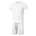 thumbnail image 3 of Mens Short Sets 2 Piece Outfits Summer Casual Soft Breathable Cotton Short Sleeve Shirts and Shorts Solid Color Men's Fashion Clothes White, Size XXL, 3 of 4