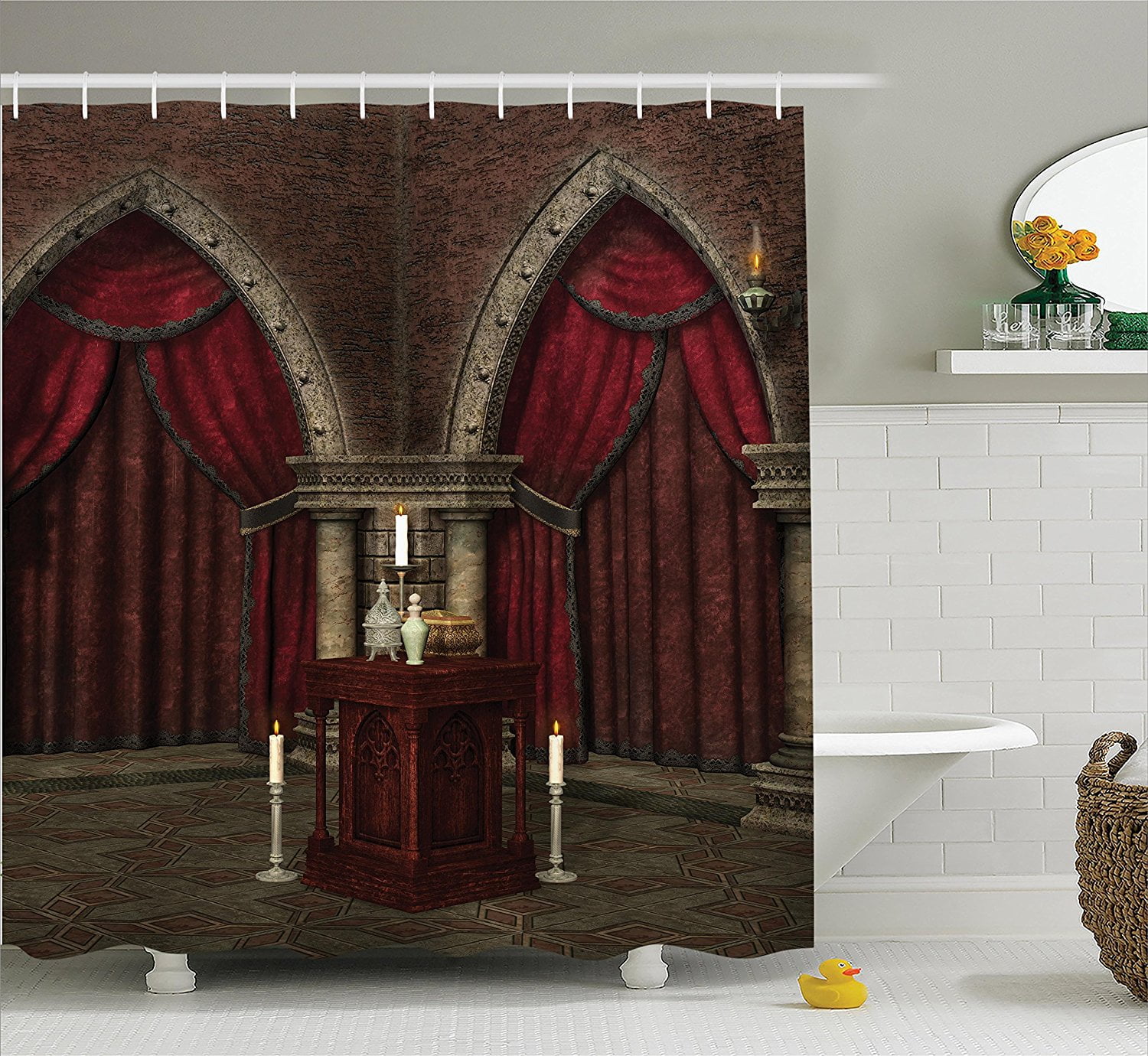 Gothic House Decor Shower Curtain Set By , Mysterious Dark Room In