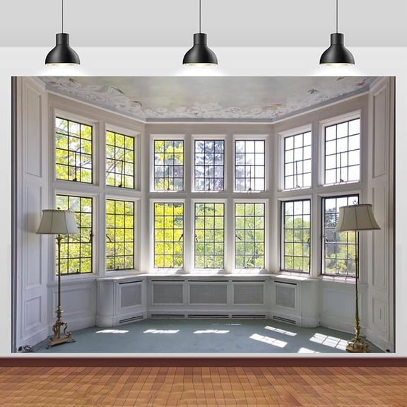Polyester Big Bright Window Backdrop Window Garden Zoom Room Background for Wall Zoom Living Room Office Backdrop for Video Conference Background for Video Recording