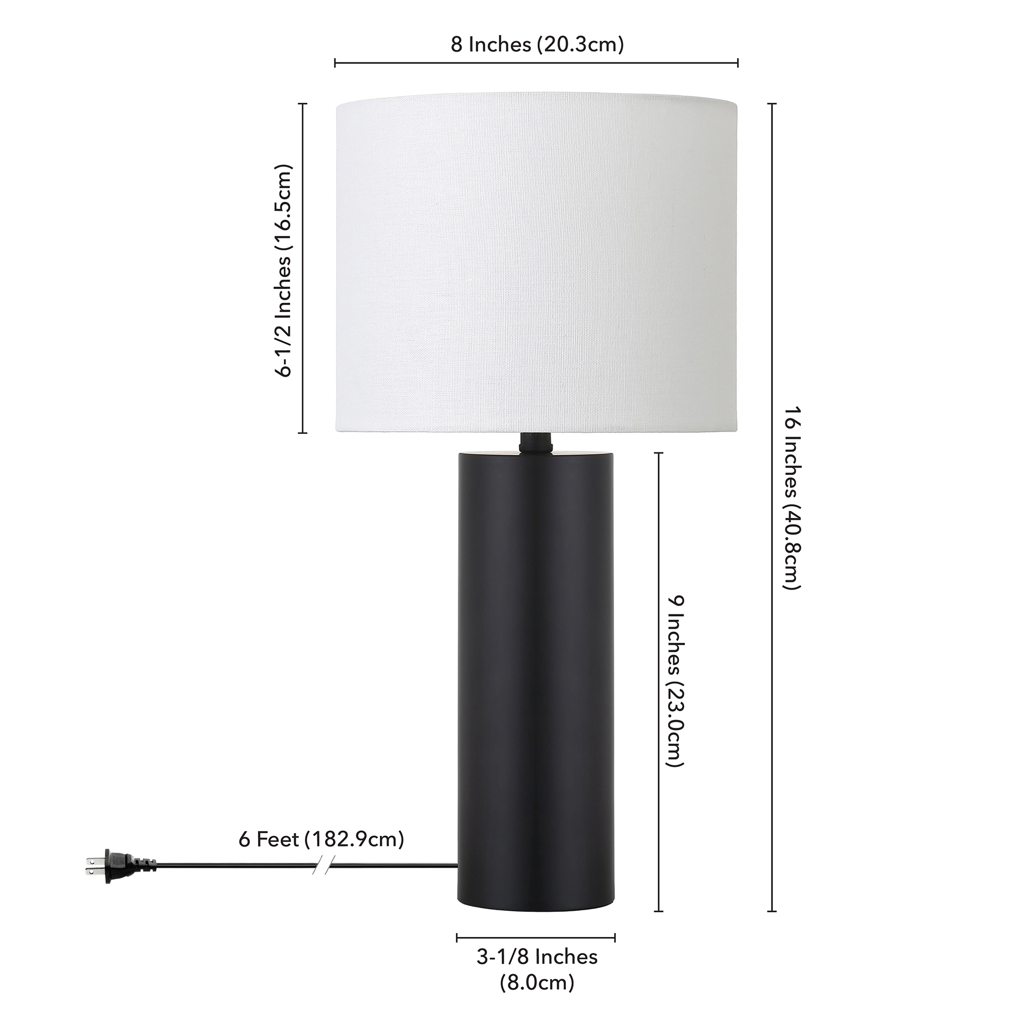 York 16" Tall Table Lamp with Fabric Shade in Blackened Bronze/White