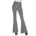 thumbnail image 2 of Buttery Smooth Simple Squared Plaid Bell Bottom Leggings Black L, 2 of 2