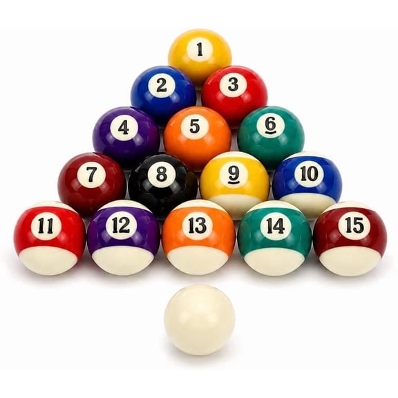1-1/2 Inch Mini Billiard Balls, 16- Pool Ball Set with Box