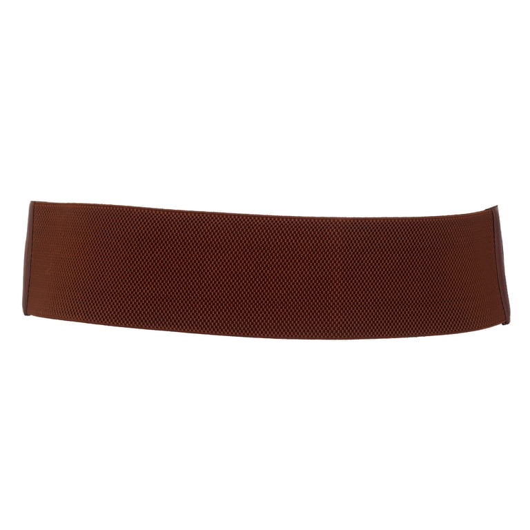 7918 Evogues Plus Size Vintage Faux Leather Wide Elastic Belt Brown- One eVogues Plus Size Vintage Faux Leather Wide Elastic Belt  main image 2