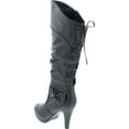 thumbnail image 3 of Top Moda Womens Page-65 Knee High Round Toe Lace-up Slouched High Heel Boots, 3 of 7