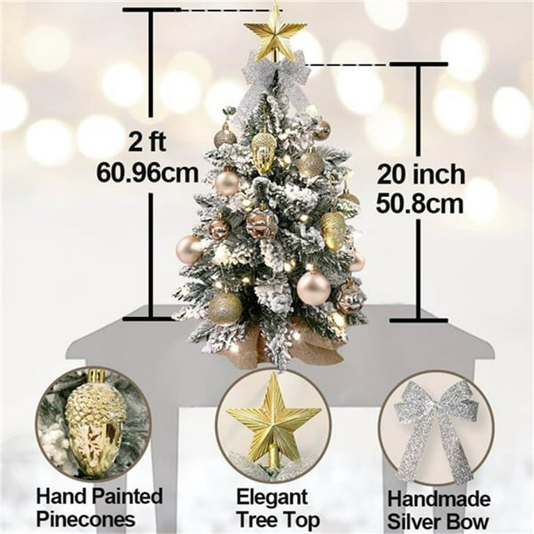 Exquisite Christmas Tree with LED Lights, 2ft Small Tabletop Mini 