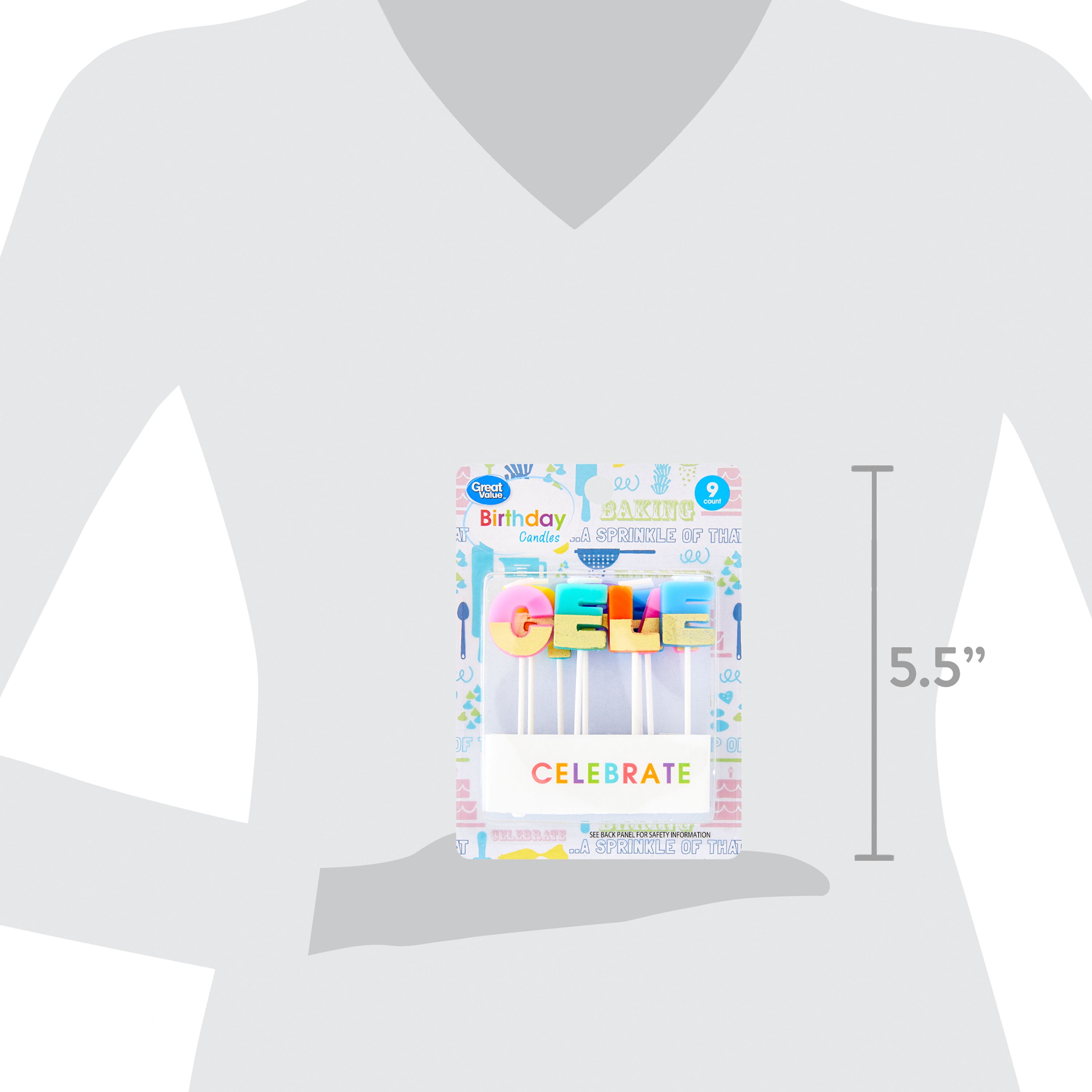(2 pack) Great Value Birthday Candle, Celebrate, Rainbow, 9 Count