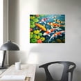 thumbnail image 3 of JEUXUS Nine Koi Fish Feng Shui Carp Lotus Pond Pictures Abstract Canvas Painting Wall Art Modern Home Decor Wall Decor, 3 of 4