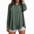 thumbnail image 2 of Godom Shirts for Women Oversized Long Sleeve Button Down Shirts Blouses Tops with Pocket, 2 of 7