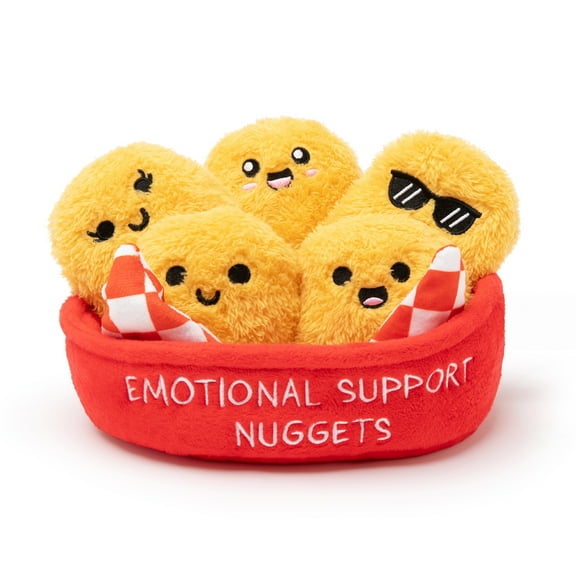 Emotional Support Chicken Nuggets Plush Toys by Emotional Support Pals, 5 Plush with Carrying Basket, Vday Gifts for Kids