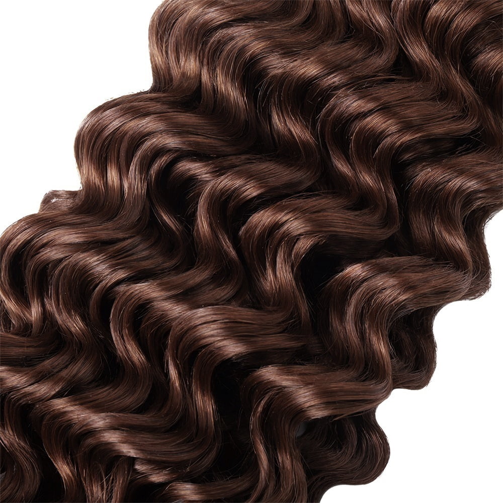 #4 Chocolate Brown Bulk Human Hair for Braiding, 100G/Bundle Deep Wave No Weft Hair Extensions