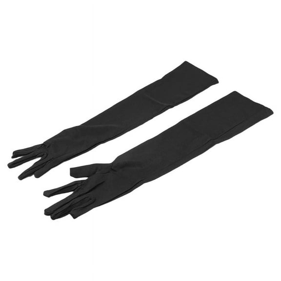 Lady Satin Gloves Formal Party Festival Long Black