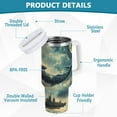 thumbnail image 2 of Yayeee 40oz Stainless Steel Tumbler with Straw and Handle Double-Wall Insulated Travel Water Bottle, Beige Floating Whale, 2 of 8