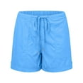 thumbnail image 6 of Women's Shorts Elastic Waist Plus Size Casual Summer Beach Drawstring With Pockets Loose Cute Vacation Trendy Clothes Gym Shorts, 6 of 7