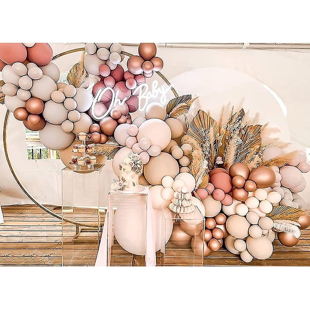 Kit de guirnaldas con arco de globos Diy, 147 Uds., globos de oro rosa cromados con doble relleno de color crema y melocotón para cumpleaños, Baby Shower, graduación de boda