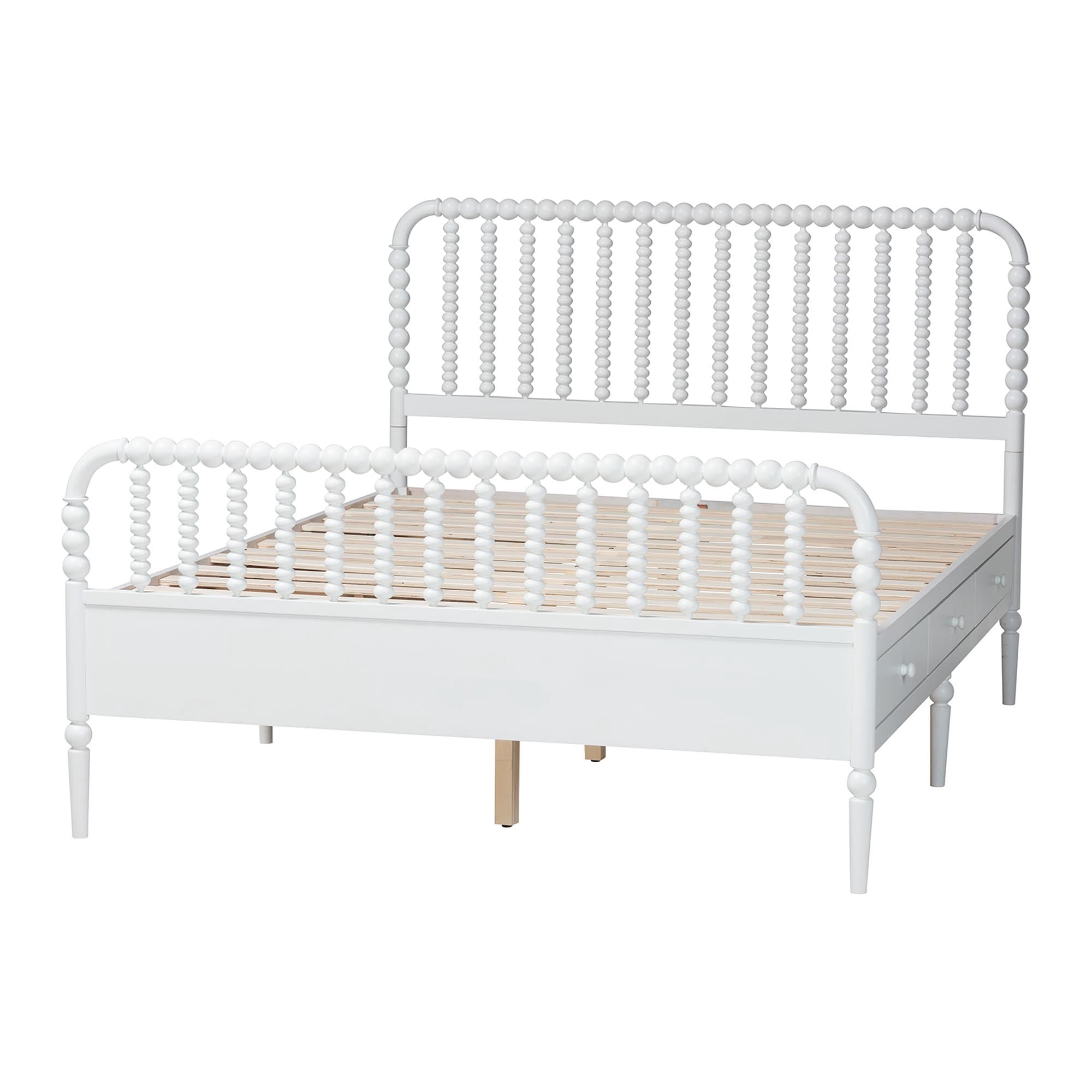 Baxton Studio Lucera Mid-Century Modern Platform Bed, Full, White