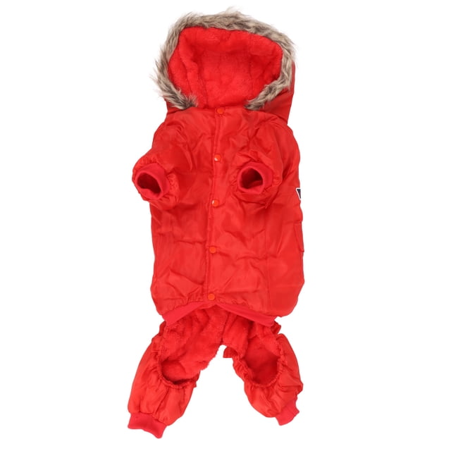 Abrigo con capucha para perros Espesar algodón acolchado Protección de invierno Chaqueta cálida para perros con bolsillos para perros grandes Rojo 3XL