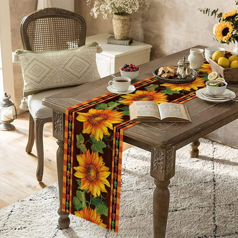 Store Sunflower Cotton Linen Table Runner Dresser Scarves,Summer Fall Yellow Florals Table Runners for Dinning Table,Farmhouse Kitchen Decor,Holiday Dinner Decoration-13x70 Inch - Walmart.com Store Sunflower Cotton Linen Table Runner Dresser Scarves,Summer Fall Yellow Florals Table Runners for Dinning Table,Farmhouse Kitchen Decor,Holiday Dinner Decoration-13x70 Inch - Walmart.com