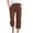 Brown, variant on Sweatpants Women New Fashion Womens Casual Solid Color Elastic Loose Pants Straight Wide Leg Trousers with Pocket High Waist Cropped Pants Womens Cargo Capris Green 3XL