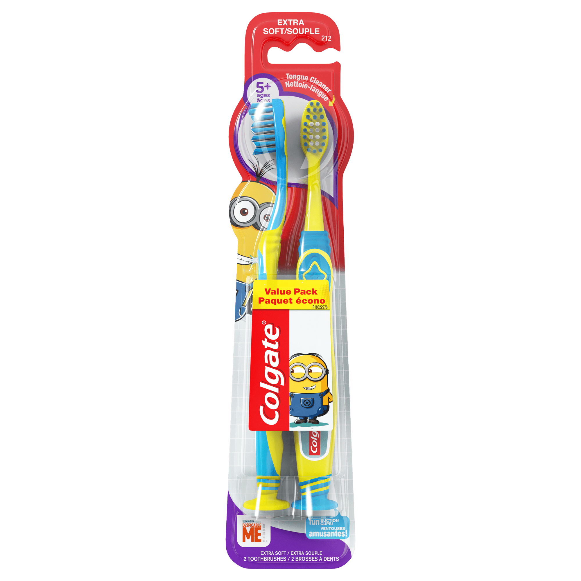 Colgate Kids Extra Soft Toothbrush with Suction Cup - 2 Count (Minions)