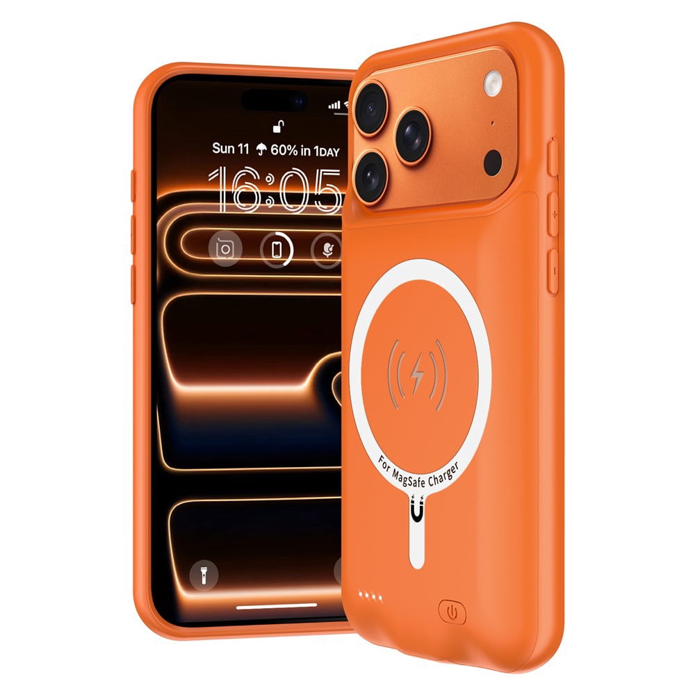 Slim Strong Charging Case with Msafe Charging (7000 mAh) for iPhone 17 Pro Max - Orange