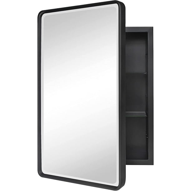 Sigalect Farmhouse Black Metal Framed Recessed Bathroom Medicine