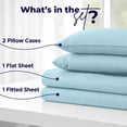 thumbnail image 4 of Dan River Bed Sheet Set Cal King 4 Piece Aqua Breathable Soft Cotton Jersey Sheets with Deep Pockets, Unisex, 4 of 10