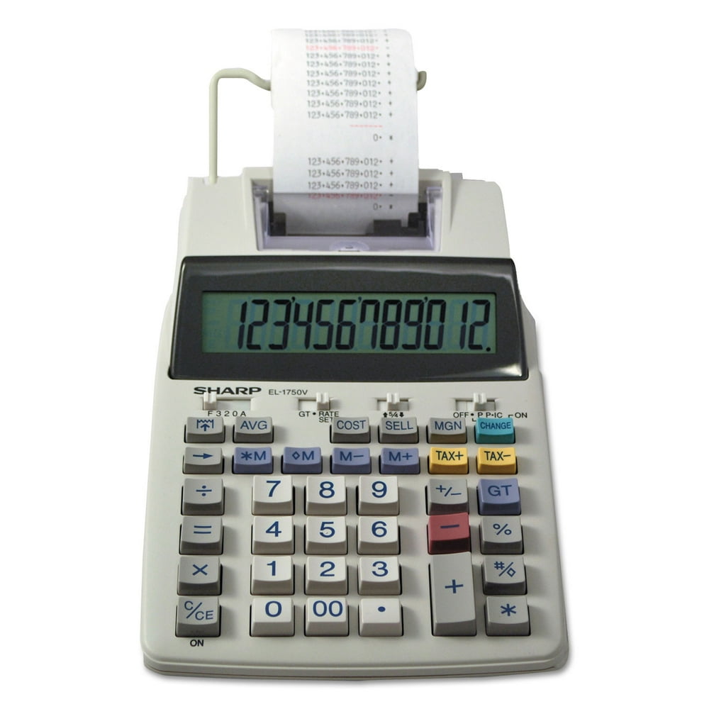 Sharp El1750v Twocolor Printing Calculator, Black/red Print, 2 Lines