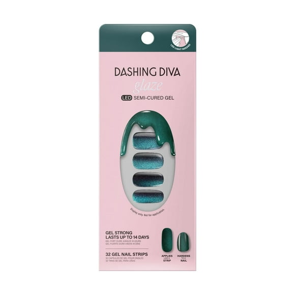 Tiras para uñas Dashing Diva Glaze - Stone Cold | Funciona con cualquier lámpara de uñas LED | Tiras de uñas de gel semicuradas resistentes a las astillas de larga duración | Contiene 34 envolturas de