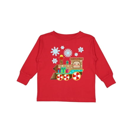 

Inktastic Merry Christmas Train with Presents and Snowflakes Gift Toddler Boy or Toddler Girl Long Sleeve T-Shirt