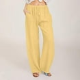 thumbnail image 2 of Flowy Pants for Women,  Women Summer Wide Leg Pants Drawstring Elastic High Waisted Lounge Pants Beach Casual Trousers with Pockets, 2 of 5