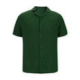 thumbnail image 4 of Iugvhana Mens Flax Shirts Casual Lightweight Breathable T-Shirts Button Down Short Sleeve Shirt Notch Lapel Tops with Pocket Army Green L, 4 of 5