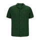 thumbnail image 4 of Camisetas Elvqul para Hombre Casual Manga Corta Verde Solapa Abotonada Lino de Color Sólido, 4 of 5