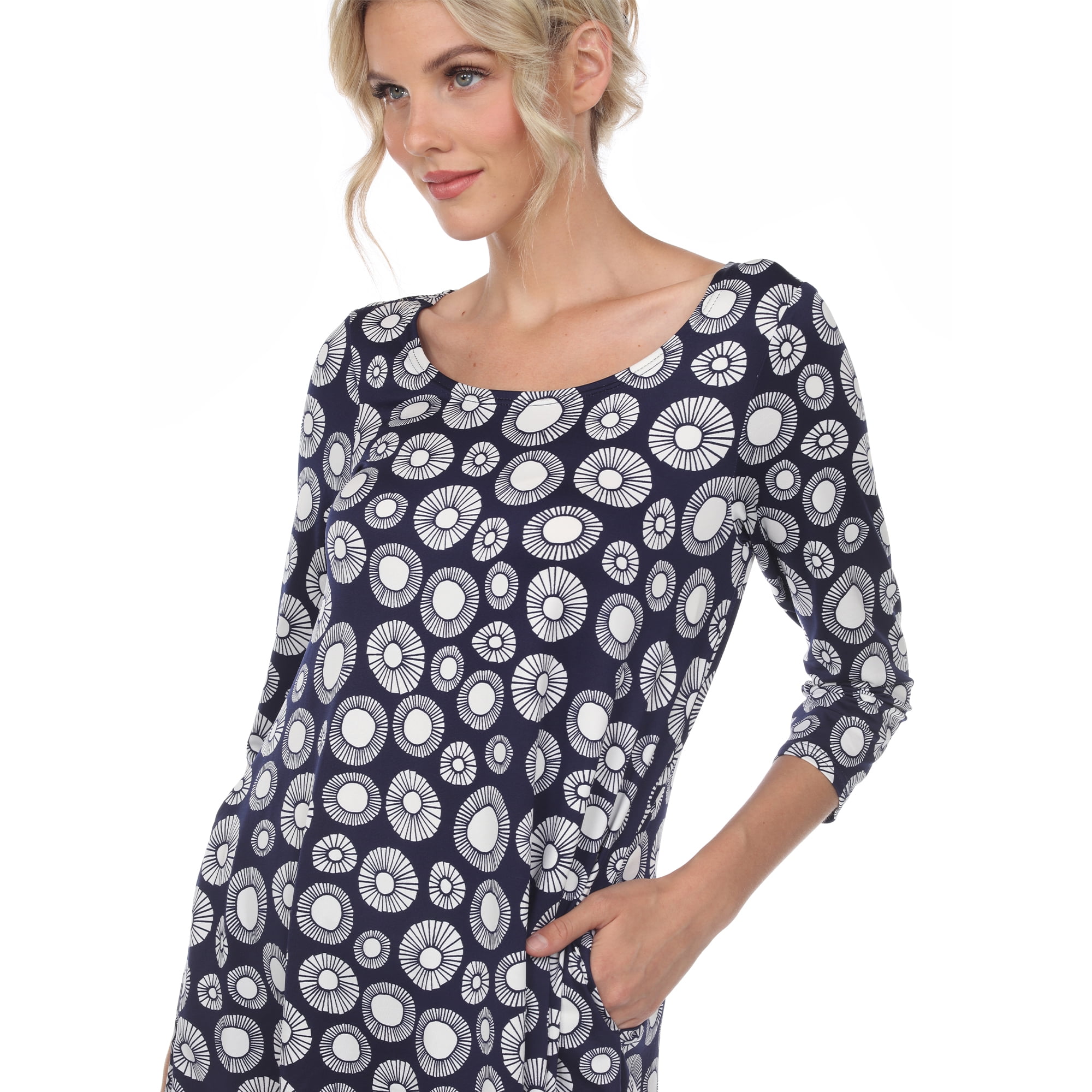 White Mark Women's Printed Geometric Circle Tunic Top