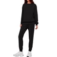 thumbnail image 2 of Wutalume Women's 2-Piece Casual Fleece Lined Set, Solid Color Hoodie and Sweatpants with Pockets, Warm Winter Loungewear,Black L, 2 of 6