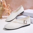thumbnail image 6 of Samdudou Dress Shoes for Women Closed Toe Round Front Slip On Flats Unique Asymmetrical Buckle Strap Woven Textured Fabric Minimalist Aesthetic Everyday Footwear, 6 of 9