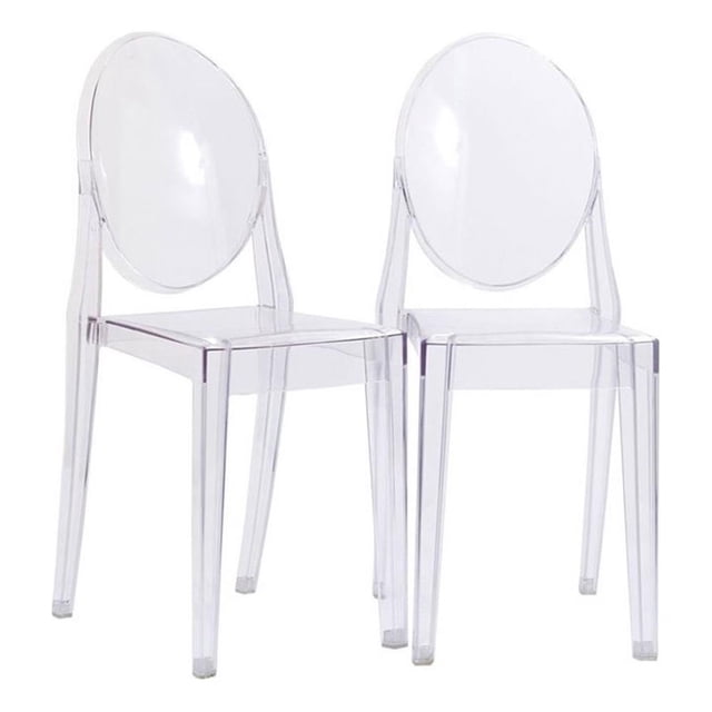 Hawthorne Collections 18.5" Modern Plastic Dining Chair in Clear (Set of 2)
