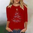 thumbnail image 2 of Busydd Christmas Shirts for Women Trendy Xmas Holiday Graphic Tshirts Shirts for Women Casual 3/4 Length Sleeve Round Neck Womens Christmas Tops S, 2 of 4