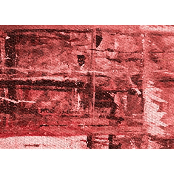 Ahgly Company Machine Washable Indoor Rectangle Transitional Red Area Rugs, 2' x 5'