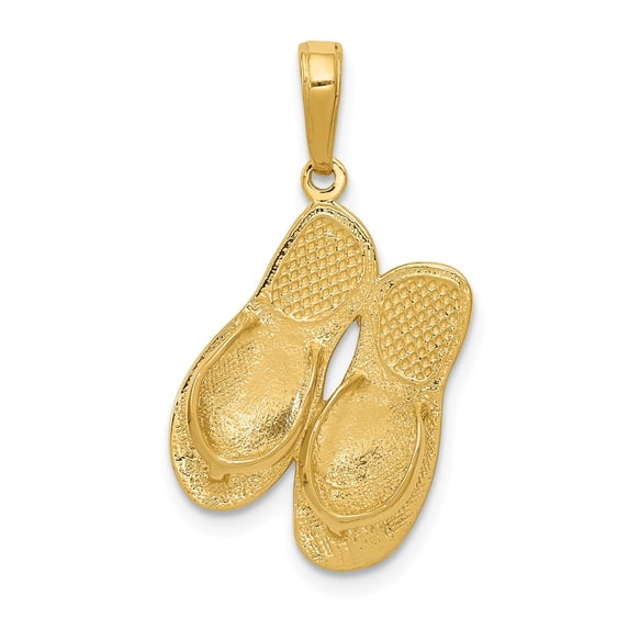 FB Jewels 14K Yellow Gold 3-D Maui Aloha Flip-Flops Pendant