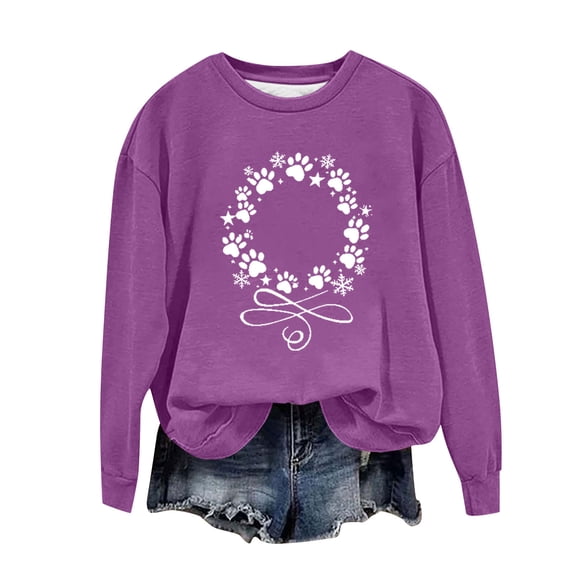 Elvqul Long Sleeve Sweatshirts for Women Graphic Sweatshirts Causal Fashion Spring Winter Crew Neck Juniors Tops Loose