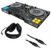 Hercules DJControl Jogvision DJ Software Controller with R100 Stereo Headphones and Mini Male to Stereo Mini Male Cable (Black) 3'