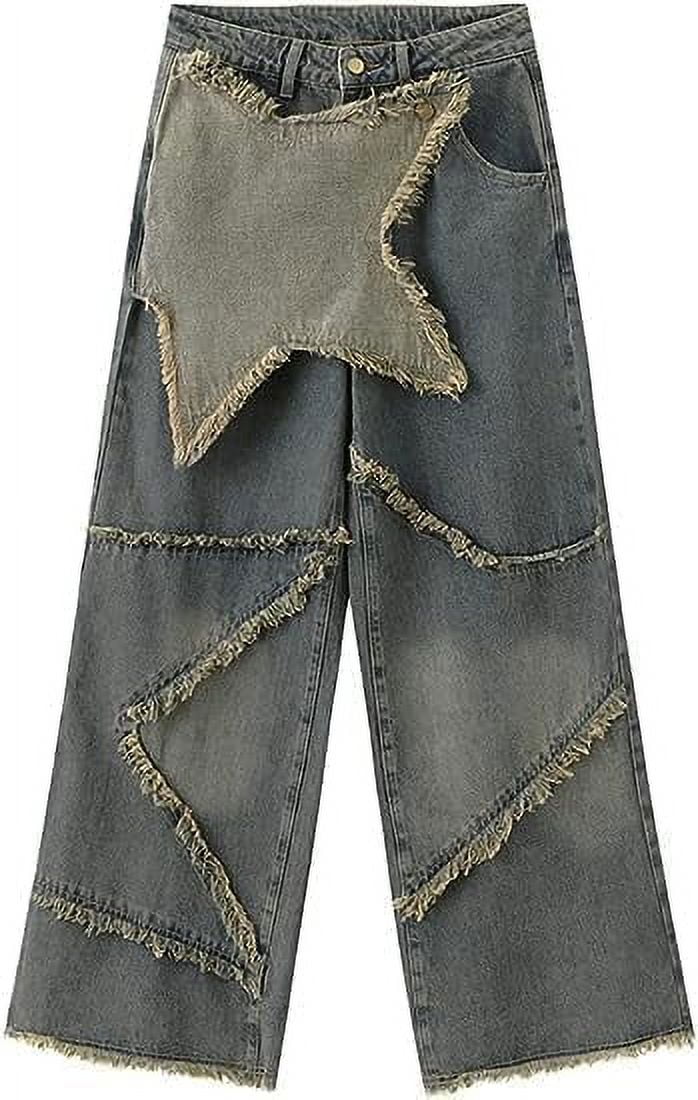 Pokn Y2k Grunge Pants Straight Leg Baggy Jeans Wide Leg Low