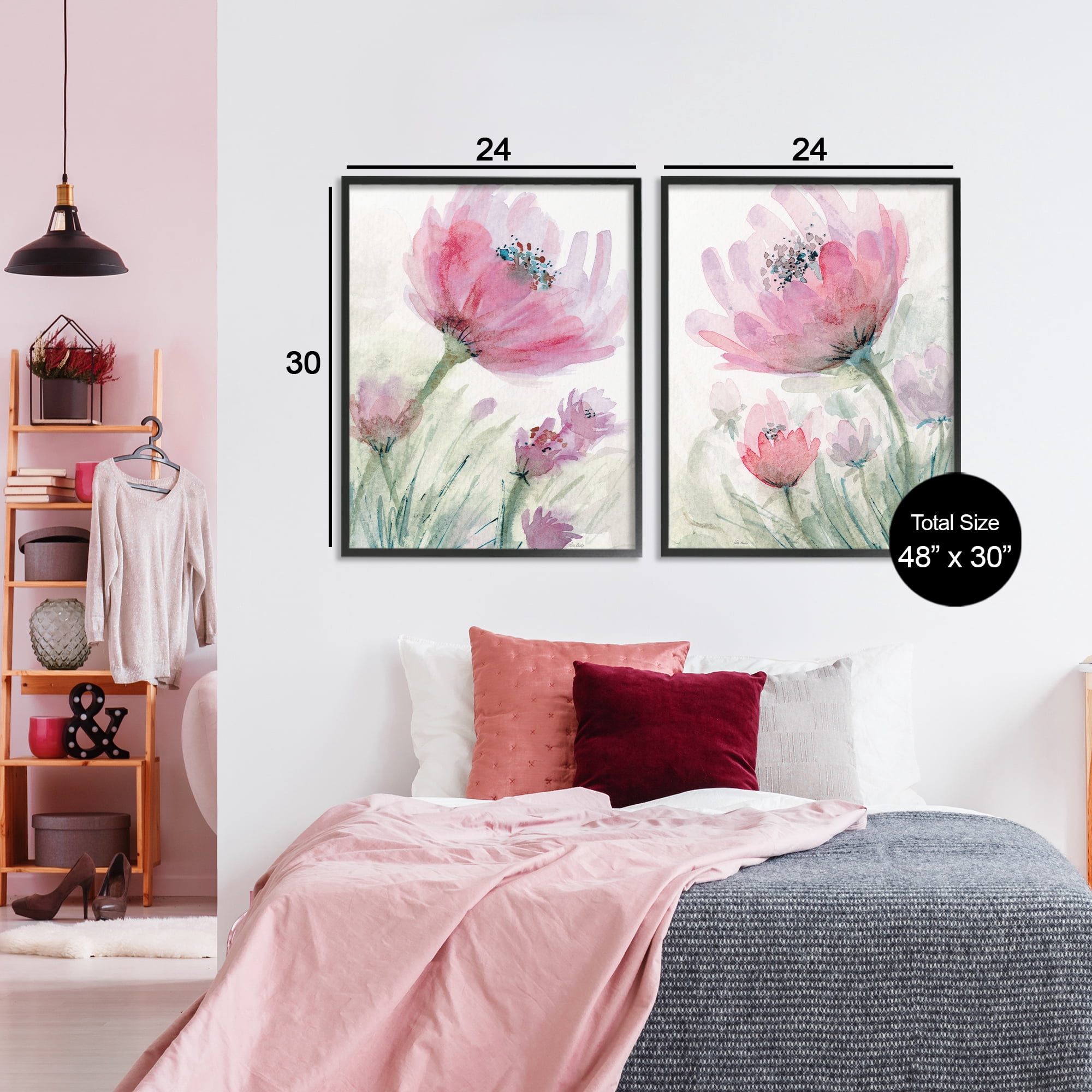 Stupell Industries Speckled Flower Stamens 2 Piece Black Framed Giclee Art Set, design by Patti Bishop