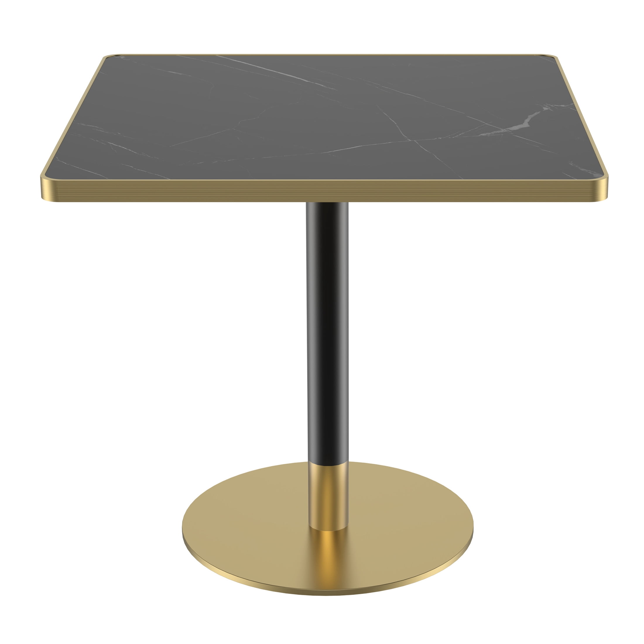 Noble House 31.5" Square Dining Table with Faux Marble Top, Luxury Bistro Table with Stainless Steel Legs, Black & Gold