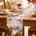 thumbnail image 2 of Orange Blue Fall Table Runner Linen Burlap Table Runner 70 Inches Long Vintage Pumpkins Thanksgiving Autumn Leaves Dresser Scarves for Kitchen Island Coffee Dining Room Party Holiday Decor 13"x70", 2 of 8