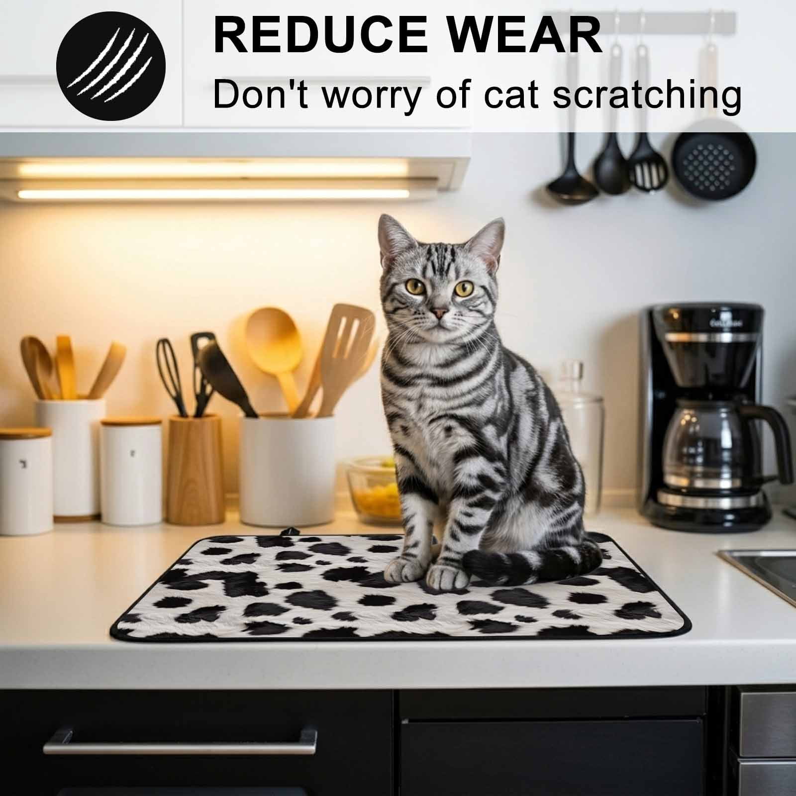 Black White Dots Stove Top Cover for Electric Stove, Heat-proof & Non Slip Glass Top Stove Cover Protector, Farmhouse Cow Spots Fur Retro Textured Kitchen Flat Cooktop Rubber Mat 24x21 Inches