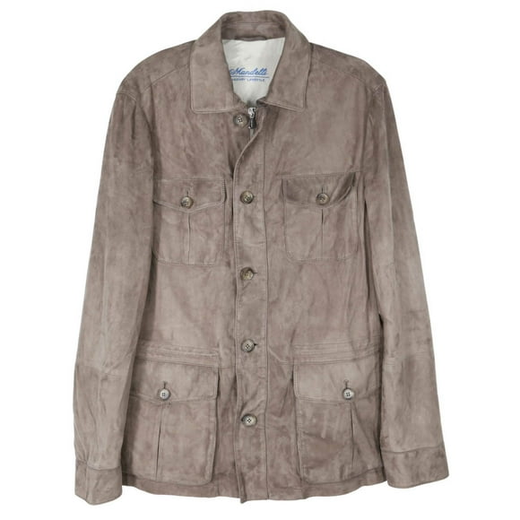 Mandelli Veste Cargo en Cuir de Chèvre Brun pour Homme - 46 US / 56 EU