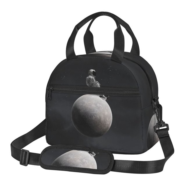 Balery Astronaut Sitting On Mercury Planet Bolsa de Almuerzo Impresa, Caja de Almuerzo Reutilizable, Bolsa Térmica Aislada para Almuerzo, Bolsa Antiderrames